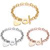 Stainless Steel Love Heart Bracelets For Women Party Gift Fashion Joyas De Chain Charm Bracelets Jewelry Text Engraved
