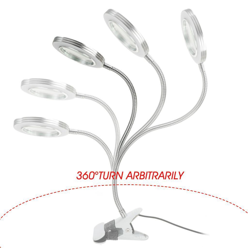 7W USB Reading Table Light 8X Magnifier Glass LED Desk Lamp Eye Protection Tooth Beauty Makeup Tattoo Light Clip-on Bendable