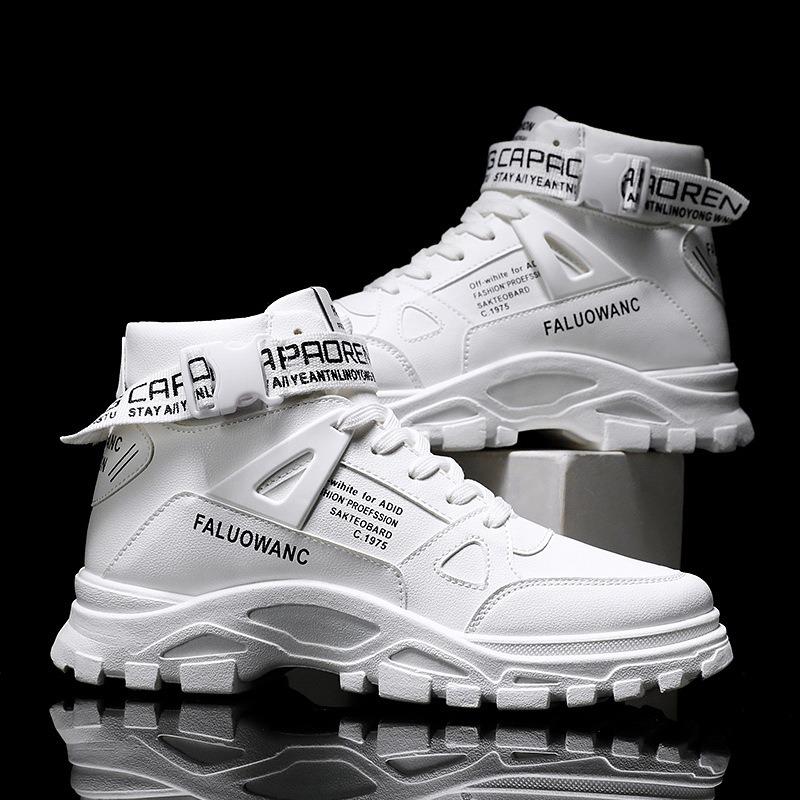 Fashion Fashion Trend Men High Top Leather Boots Spring British Platform Ankle Boots Outdoor Breathable Casual Tooling Shoe Botas Hombre