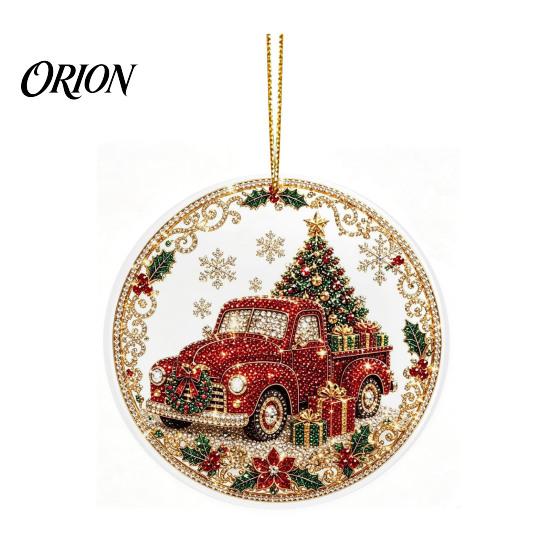 Outdoor Hanging Decor Christmas Acrylic Ornament, 2D Flat Double Side Printed Party Supplies Santa Snowman Pendant for Tree Window, Festive