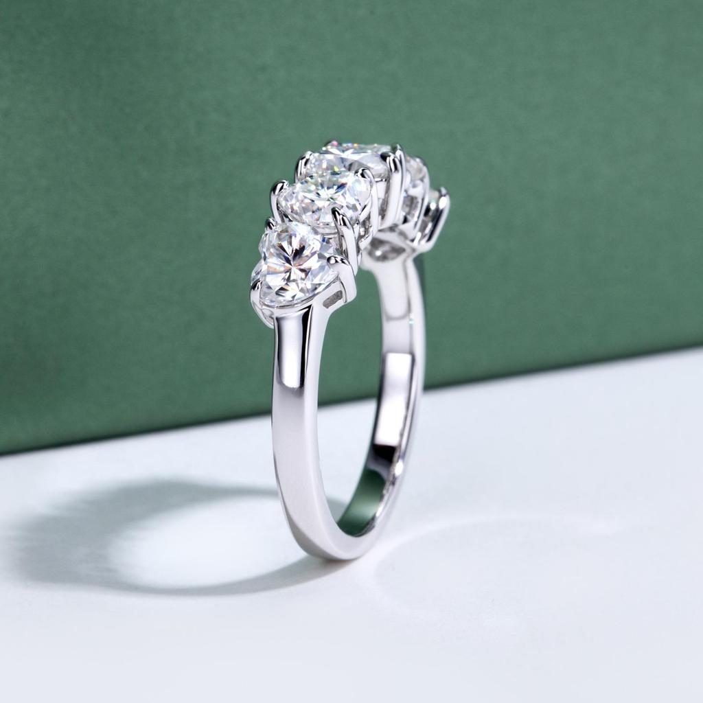 925 Sterling Silver Moissanite Diamond Heart Ring for Women, Stylish Stackable Valentine's Day Gift