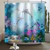 Underwater World Ocean Shower Curtain for Bathroom Seabed Animals Sea Turtle Dolphin Fish Waterproof Bathroom Curtain With Hooks