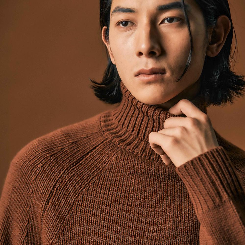 EDWARDMAX Raglan Turtleneck Lambswool (Brown)
