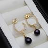 Genuine Natural Freshwater Long Pearl Earrings Woman,Gold Palted Hanging White Pearl Earrings Wife Mother Gift Pink Black