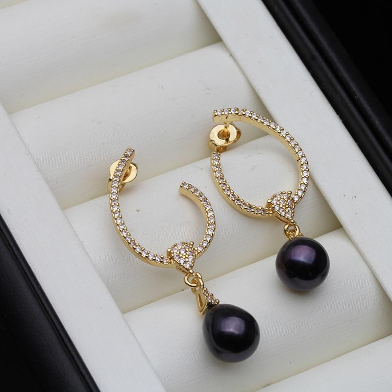 

Genuine Natural Freshwater Long Pearl Earrings Woman,Gold Palted Hanging White Pearl Earrings Wife Mother Gift Pink Black