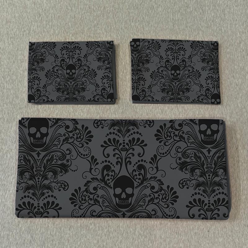 Set piumino 3 pezzi Teschio Fiore con motivo Teschio Fiore, Include 1 Copripiumino e 2 Federe, Adatto per tutte le stagioni