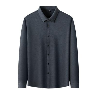 New Winter Men's Shirt Solid Color Double-sided Velvet Middle-aged Men's Long-sleeved Shirt