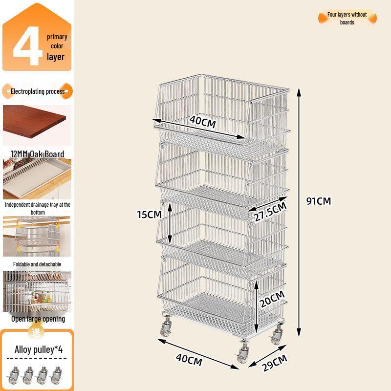 Multi-Tier Floor Storage Rack for Fruits, Vegetables & Snacks