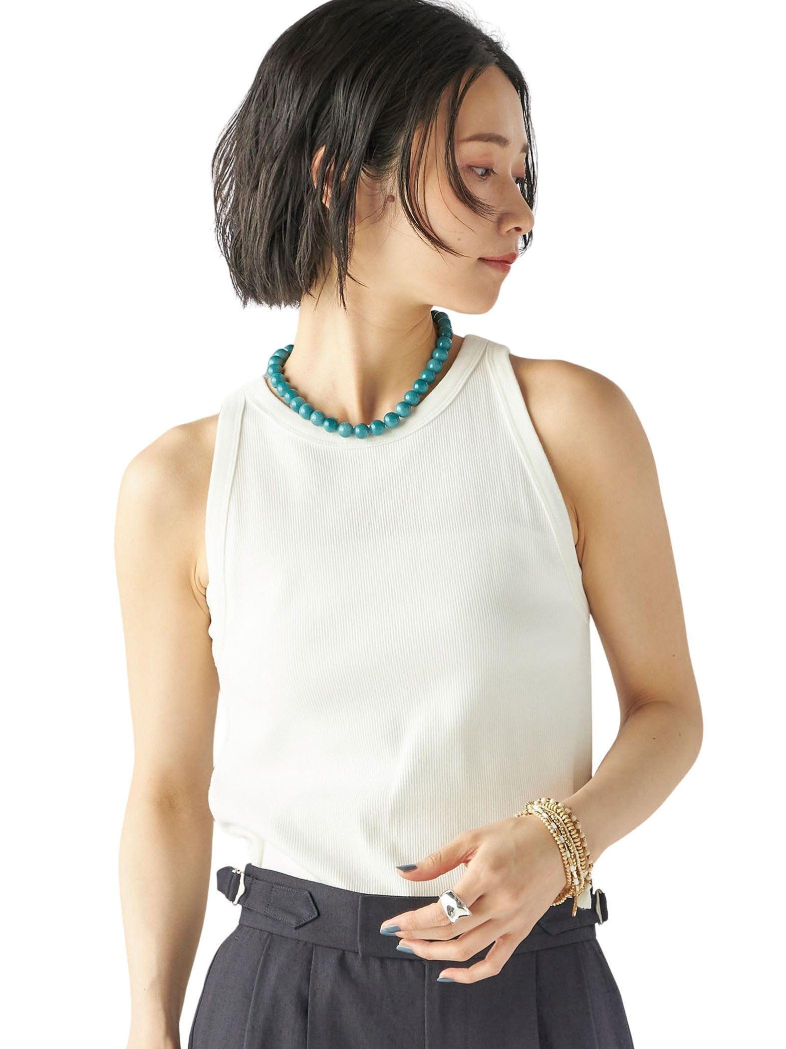 

Ships for Women American Sleeve Rib Tank One Size Top, 312420284, Off-White,