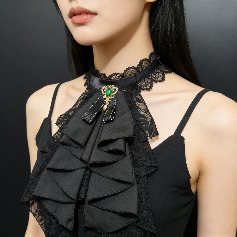 Royal Styles Detachable Collar Lace Ruff Collar NeckPiece Ruffle False Collar For Women Formal And Casual Occasion