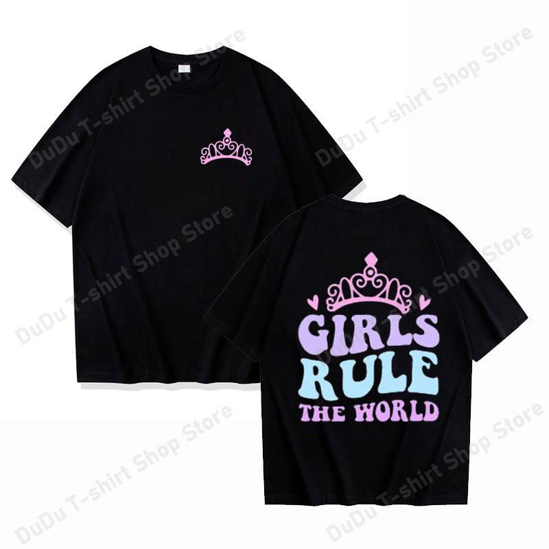 New Girls Rule the World Print T Shirt Female Casual Short Sleeve Tshirt Women Fashion Queen Graphic Print Tops Tees