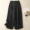 Wood Ear Trim Cotton and Linen Wide-leg Pants Women's Summer Loose Slimming Casual Cropped Pants Linen High-waisted Lantern Pants
