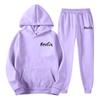 Mens Hooded Sweatshirt Set Loose Fit Printed Casual Tracksuit Fashion
