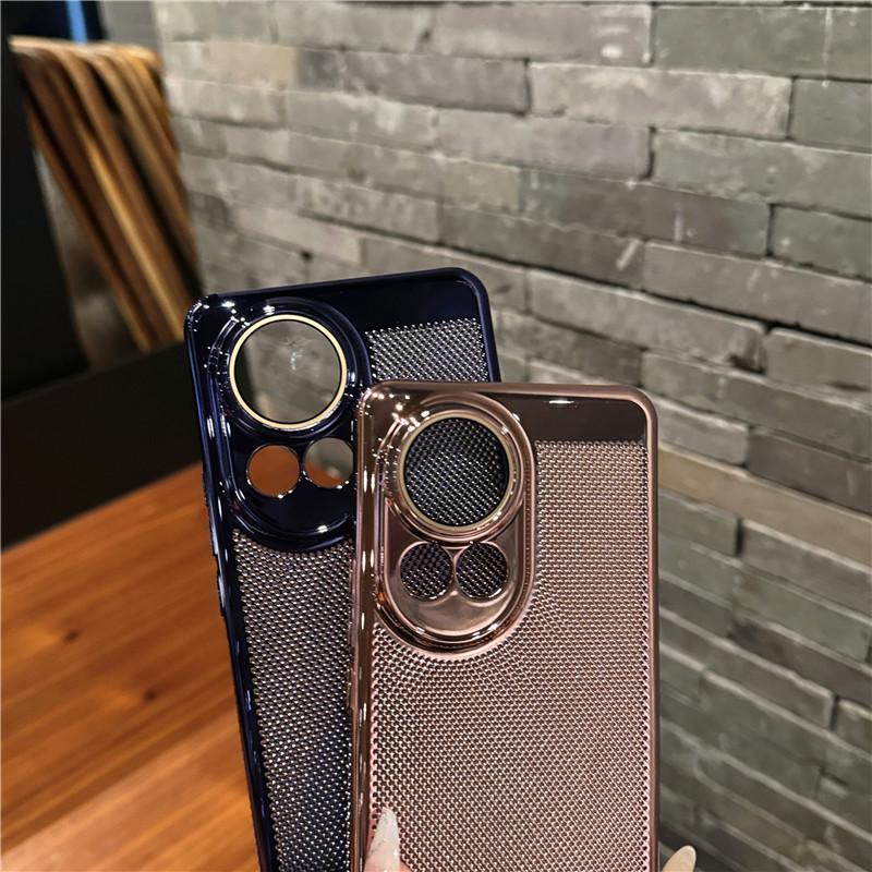 Full Cover Plating Grid Heat Dissipation PC Case With Lens Film For Huawei Nova 12 12s Pro Ultra Lite Back Shell Protector
