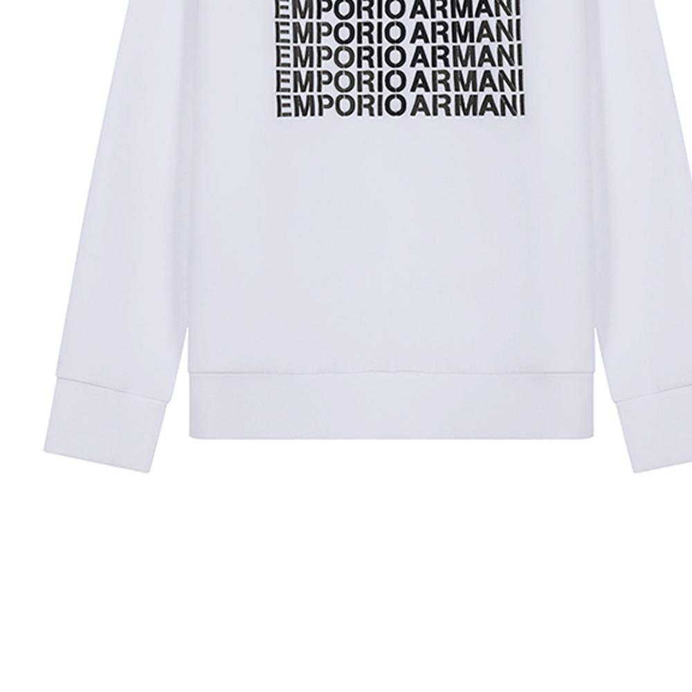 Emporio Armani Sweatshirts Men's White Crew Neck Moderate Straight Fit 6K1M62-1JHSZ-0100