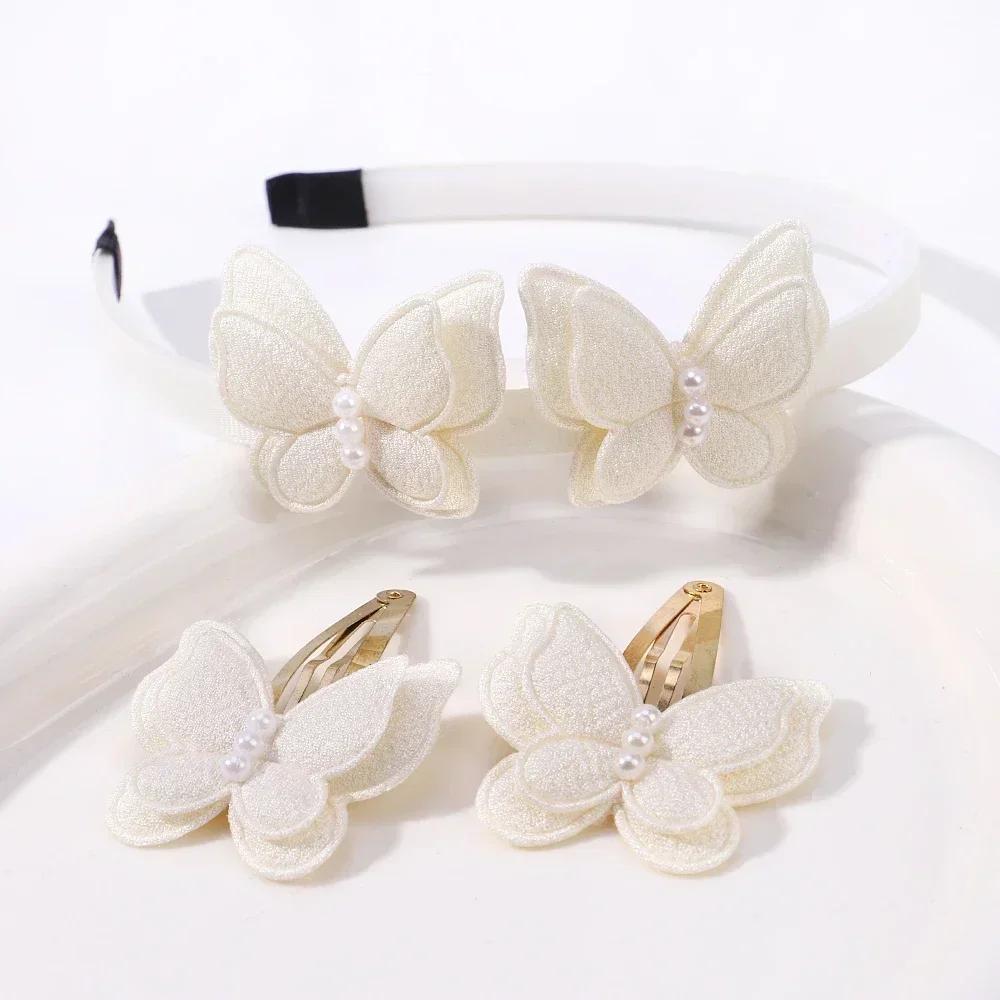 2/3 Pcs Baby Sequins Butterfly Flower Hairbands for Girls Hair Ties Set Clips Bows Headband Kids Headwear Gifts Hair Accessories