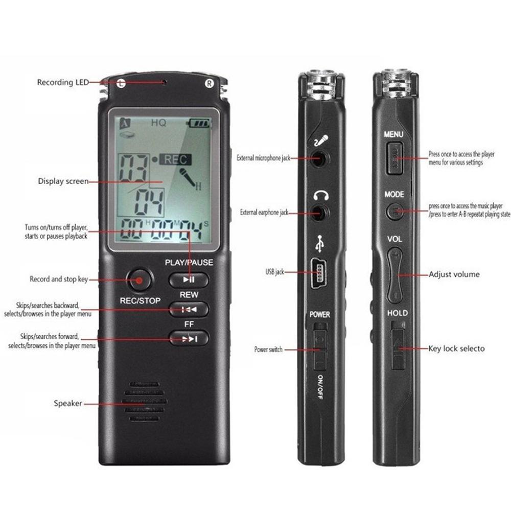 32G Voice Activated Mini Digital Sound Audio Recorder Dictaphone MP3 Player