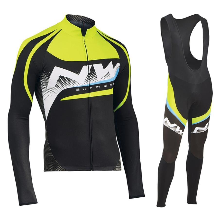 Team Version Spring and Autumn Men's Long-sleeved Cycling Suit, Quick-drying Breathable Strap Suit