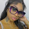 Oversized Women's Glasses Frame  Fashion Blue Purple Computer Eyeglasses Men Retro Square Frames Transparent Lens Eyewear