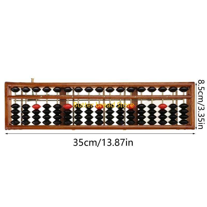 W89C 17 Digits Wooden Soroban Standard Abacus Chinese Calculator Counting Math Learni