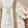 Bohemian Style Wooden Beads Curtain Holdbacks with Tassels Curtain Tape  Farmhouse Style
