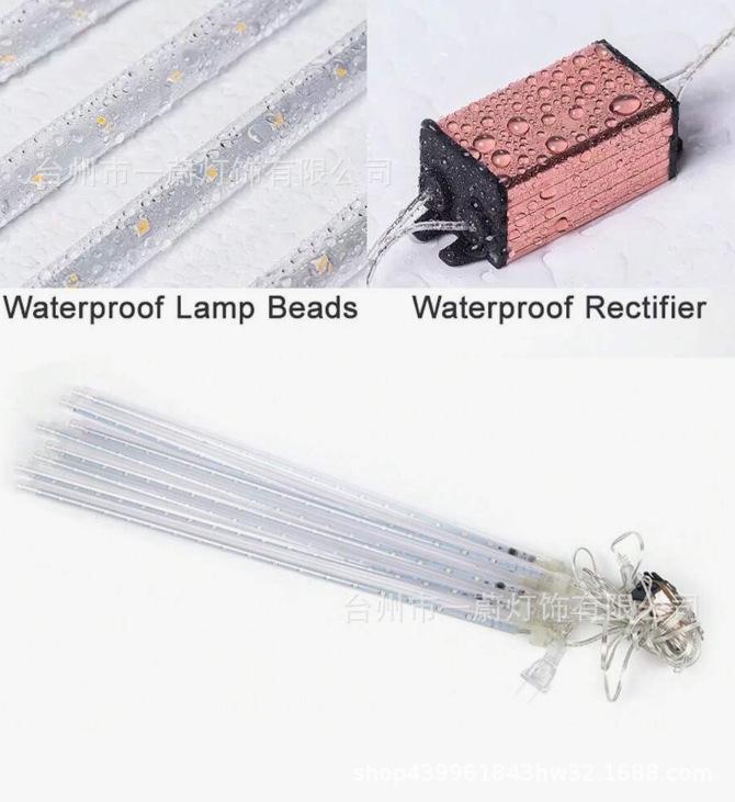 Solar-Powered Waterproof LED Meteor Shower String Lights for Outdoor Decoration