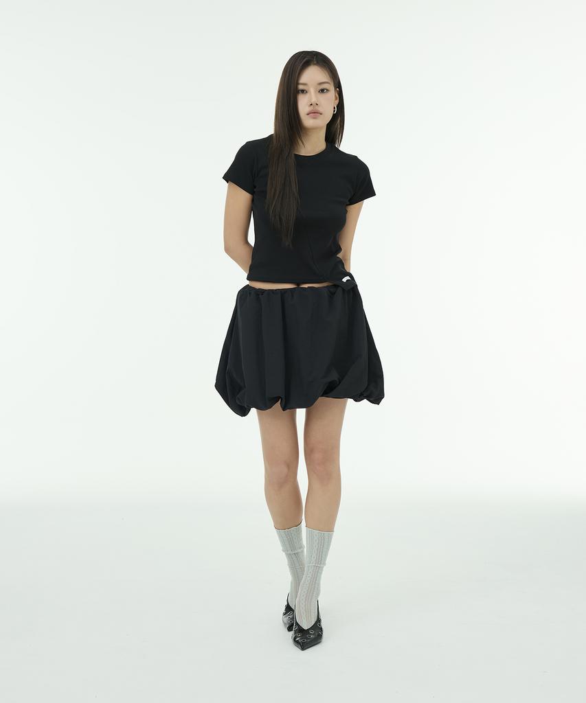 Mutlet Brimmed Nylon Skirt - Black