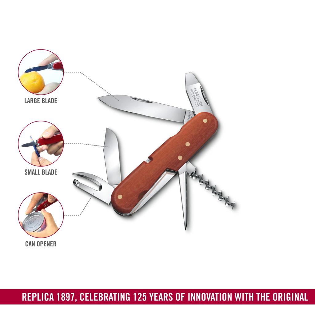 VICTORINOX 125 let stará historická ikona reprodukce nože Replika 1897 Limitovaná edice sériové číslo Dárek Červená 91mm [Včetně záruky]