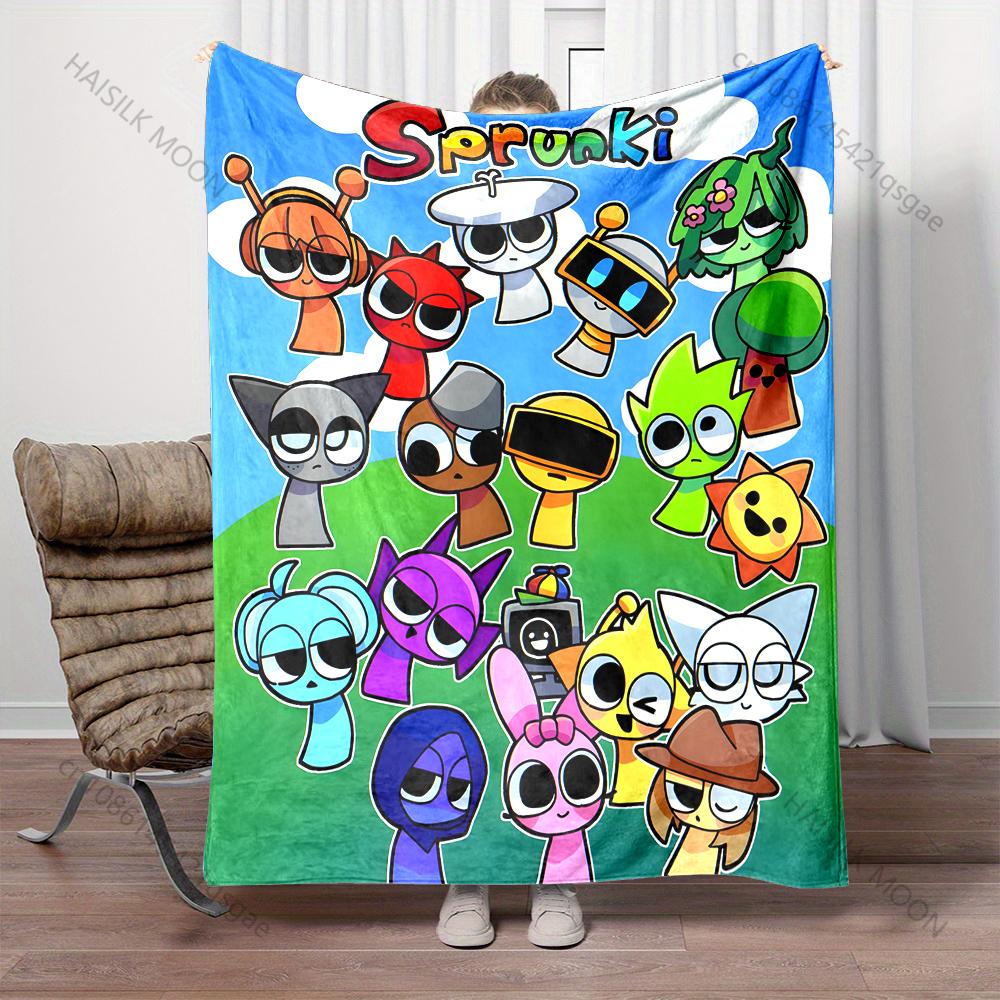 6 Size Music Theme S-Sprunki Printed Blanket Office Beach Camping Shawl Blanket Gift for Family & Friends Super Soft Comfortable