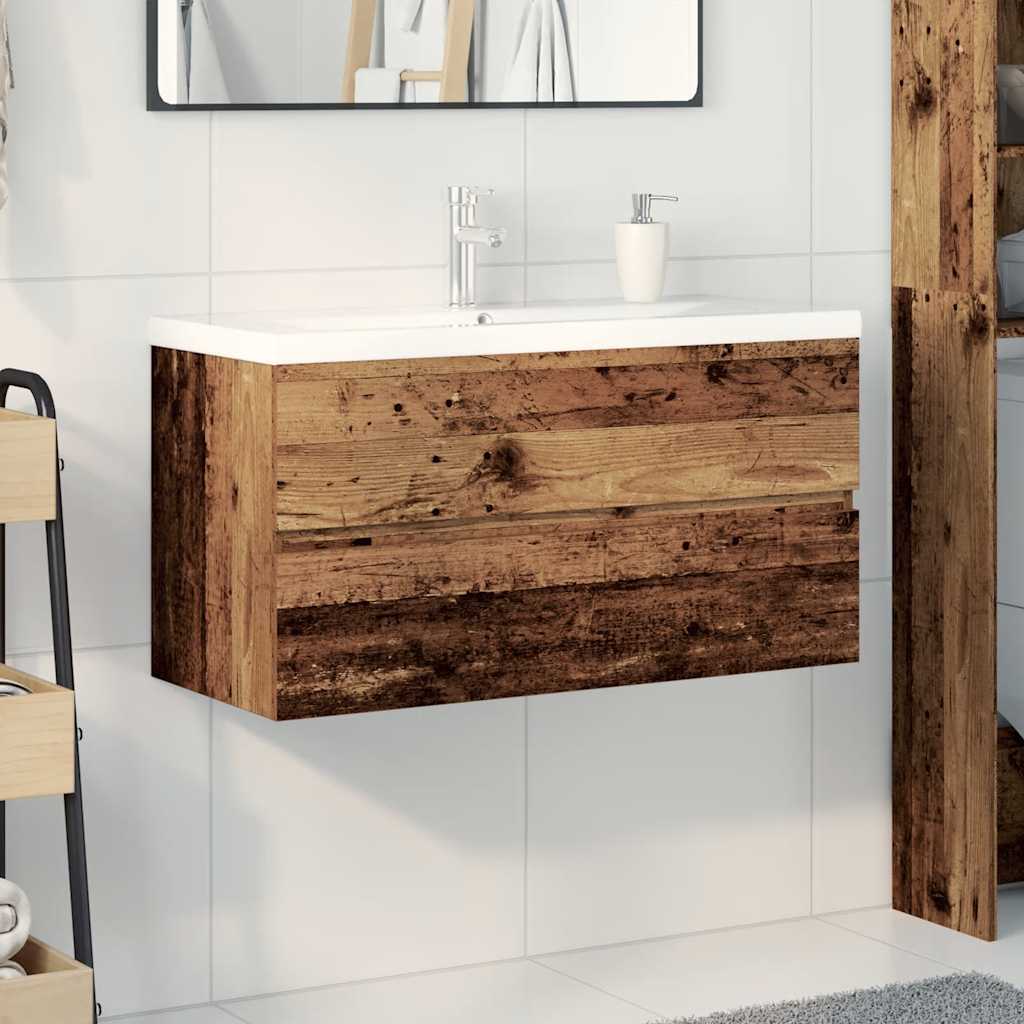 Bathroom Vanity Unit with Built In Basin and Faucet