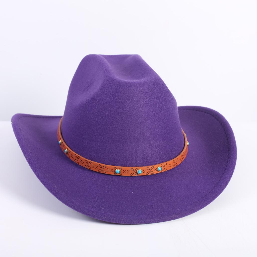 Popular European and American fashion OL style one-word cowboy hat men's and women's high-end top hat jazz hat felt hat