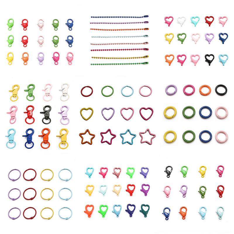 Bunter Frühling Legierung Sprühfarbe Pfirsichherz & Achterschleife Schlüsselanhänger DIY Schmuck Materialpaket