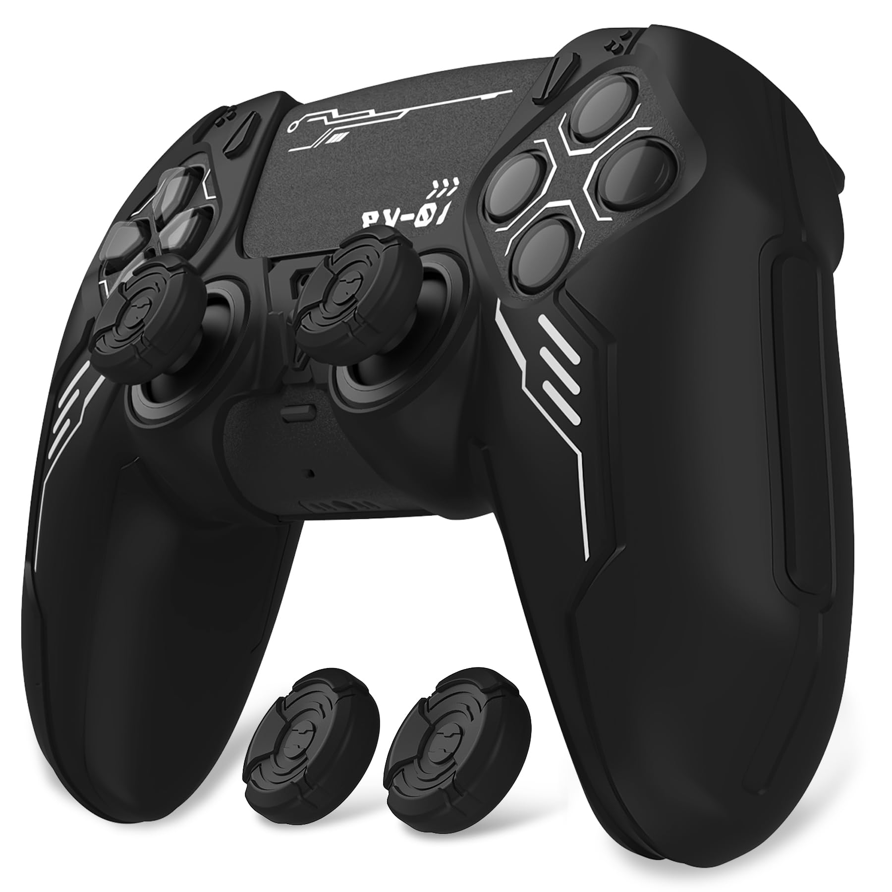 

Силіконовий чохол для PlayVital Mecha Edition PS5 покращений, сумісний із зарядним ковпачком для великого пальця та контролером із наклейкою, протиударний, протиковзкий