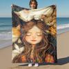 1pc Girl Cats Outdoor Flannel Blanket Soft Warm All-Season Throw for Sofa Bed Car Camping Office, Cozy Gift Idea1145S
