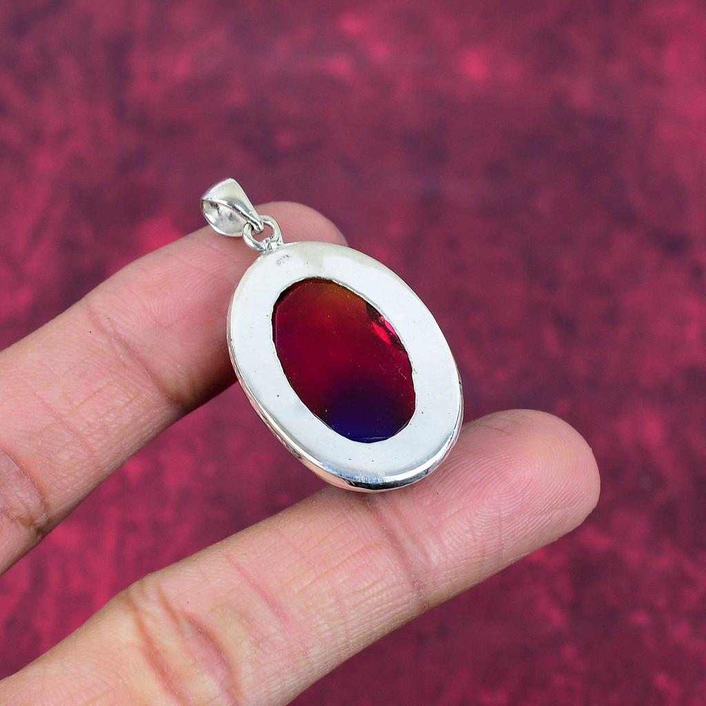 Bi-Color Tourmaline 925 Solid Sterling Silver Pendant, Handmade Gemstone Pendant Jewelry, Gifts For Wife Brand New Pendant