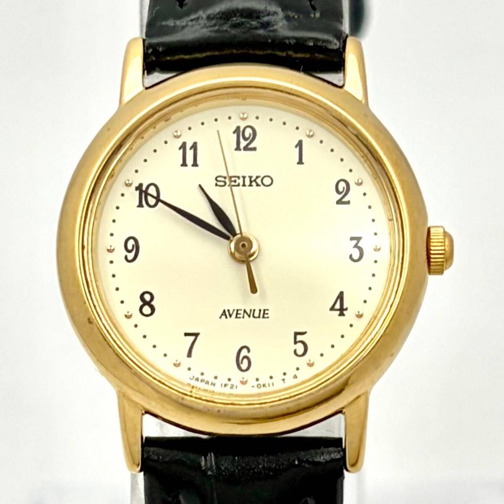 SEIKO AVENUE Watch Gold 3N0977 New Strap [New Battery] Ladies' 1F21-0G10