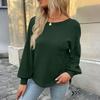 Women's Casual Fashion Long Sleeve Open Back Round Neck Top