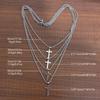 Unisex Stainless Steel Cross Pendant Necklace - Fade-Resistant Simple Square Pearl Chain