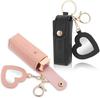Portachiavi Portabalsamo Labbra da Donna Feelon con Specchio, Custodia Portatile in Morbida Pelle PU per Burrocacao e Rossetto con Portachiavi in Metallo per Viaggio Festa Regalo