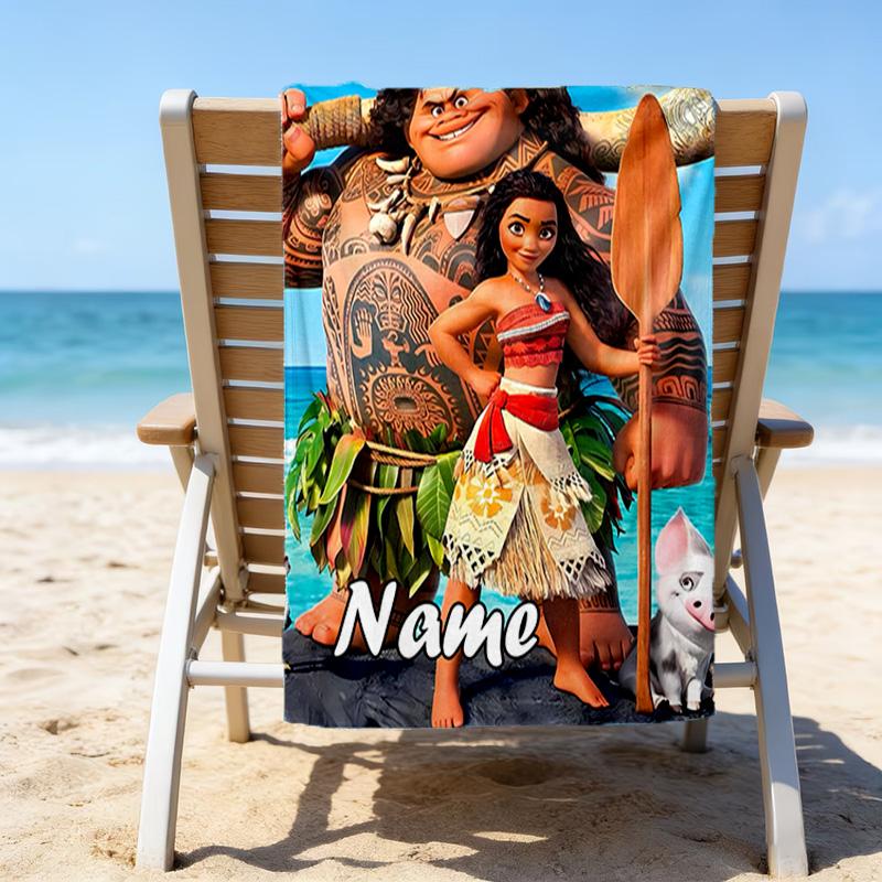 1pc Princess3 Beach Towel with Custom Name, Beach/Swimming/Bath/Picnic/Camping Towel, Suitable for Seaside Beaches