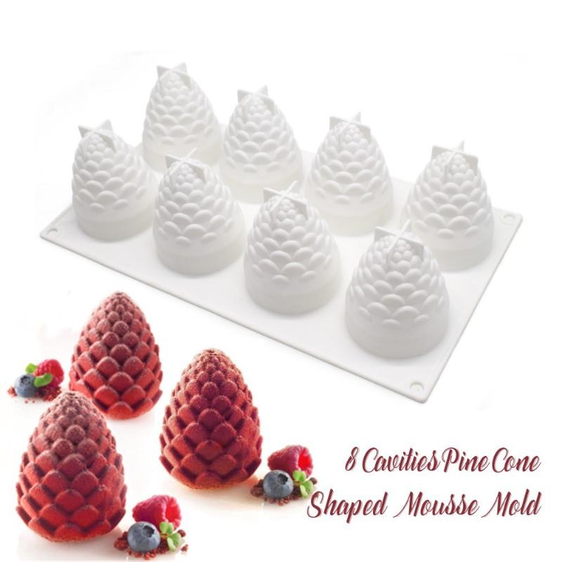 1 Pc 8 Three-dimensional Pine Cone Jelly Mousse Cake Mold Ice Cream Pineapple Mold Silicone Mold DIY Chocolate Fondant Mold