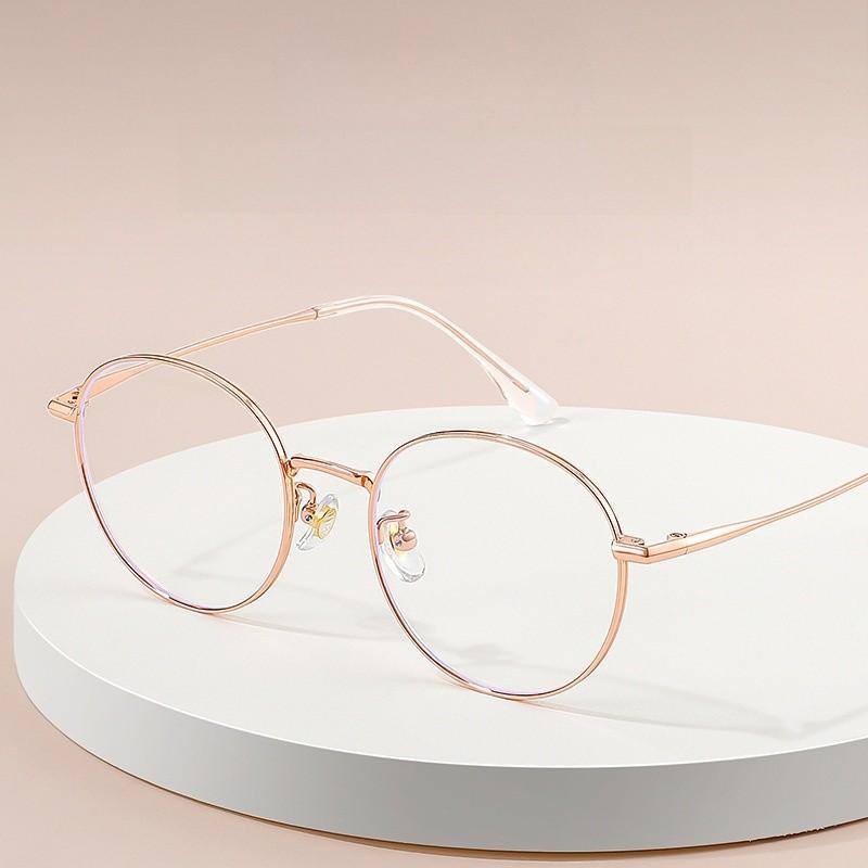 Modern Round Frame Metal Glasses With Blue Light Blocking For General Wear