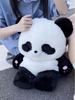 Plush Panda Backpack For Girls Soft Cartoon School Bag With Zipper Pocket