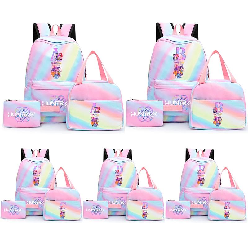 3Pcs/set Anime Cartoon A-Z Letter Printed Backpack with Shoulder Bag Pengcil Case for Teenager Girl Boy Back To School Bookbag