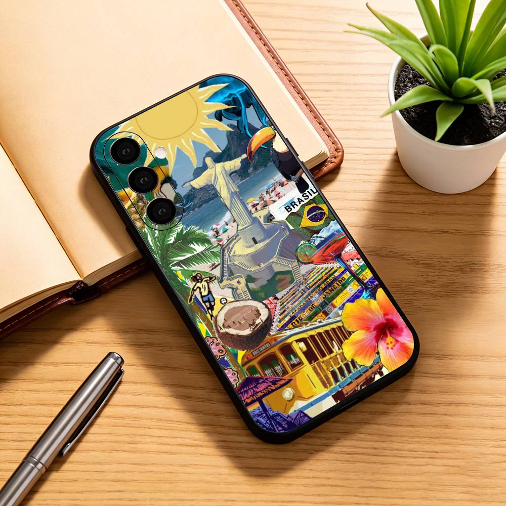 B-Brazil Brazilian Flag Phone Case For Samsung Galaxy A73,A72,A71,A70,A53,A52,A51,Soft Silicone Black Cover