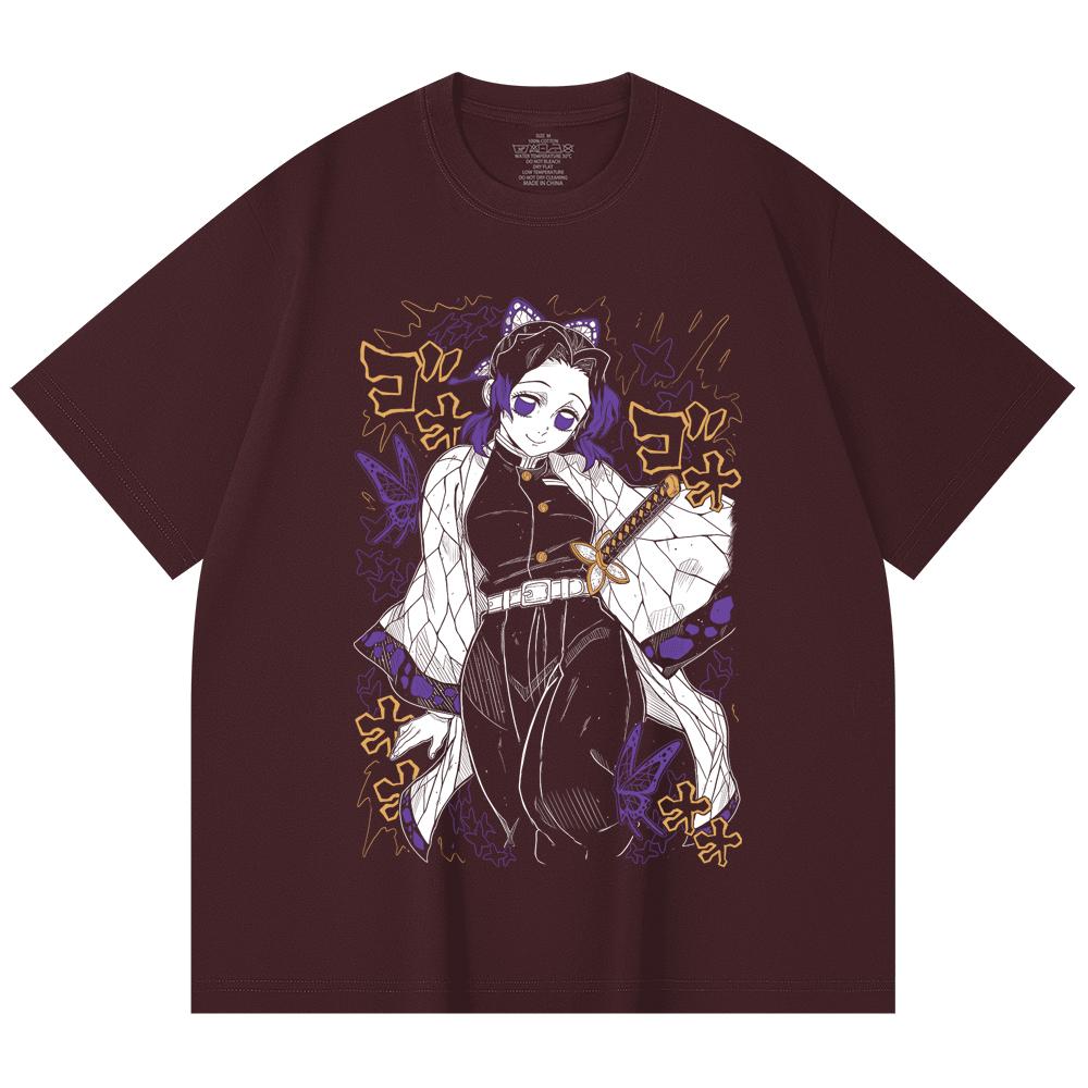 

230 Gsm 100% Cotton Demon Slayer V45 Shinobu Print Unisex Heavy Cotton T Shirt 2XL