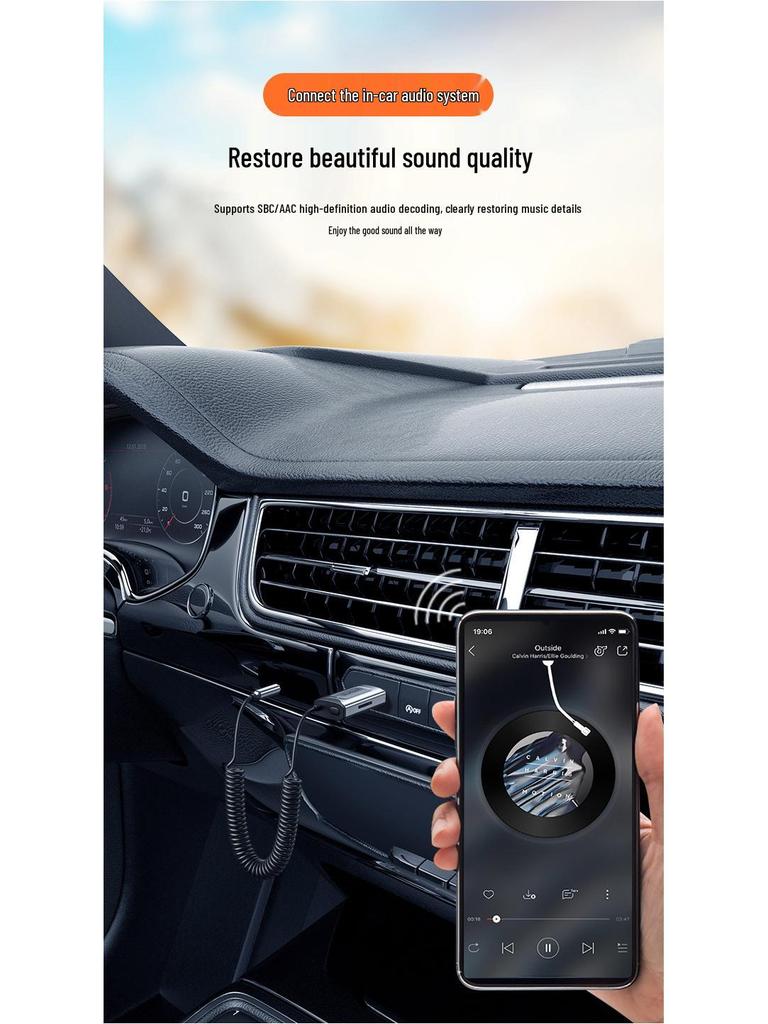 Bluetooth 5.2 Auto-Audio-Empfänger & Lautsprecher-Adapter für HD-Musik und Anrufe.