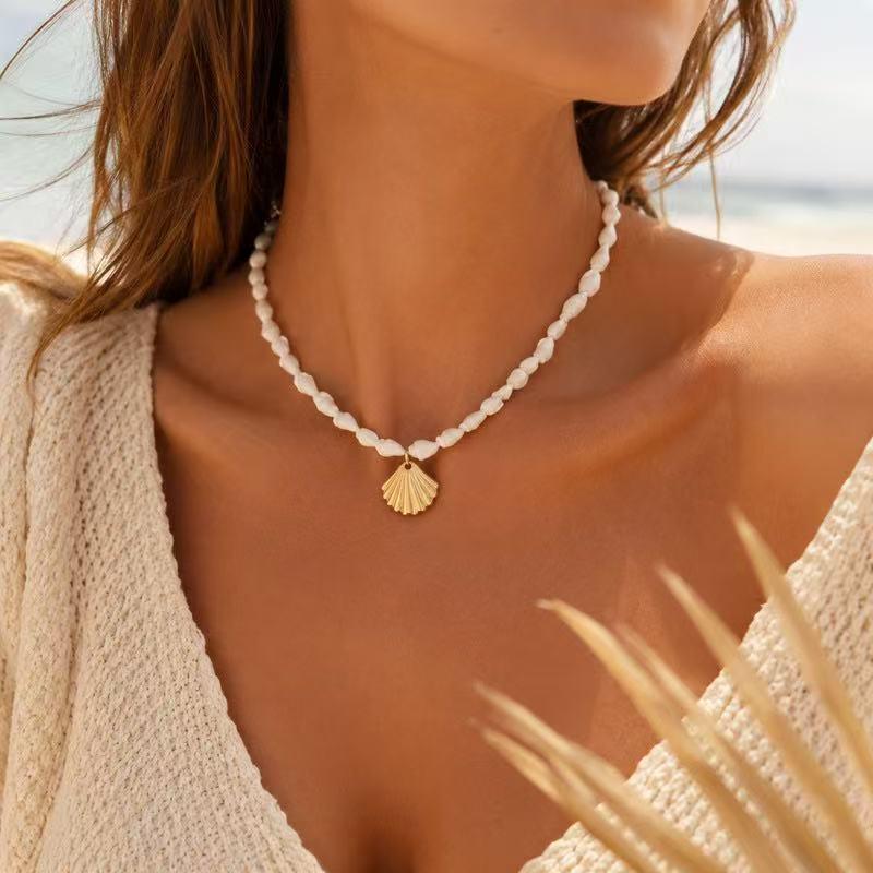 European Style Seashell and Starfish Necklace for Women - Summer Beach Vacation Jewelry