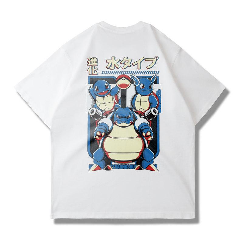 T-shirt Manches Courtes Thème Pikachu Pokémon Nouvelle Collection pour Hommes et Femmes Extra Épais Coupe Ample avec Épaules Tombantes