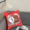 B-Brown Bearr And Cony Cute Cushion Cover Pillowcase Ultra Soft Skin Friendly Fabric Cloud Like Comfort & Concealed Zipper